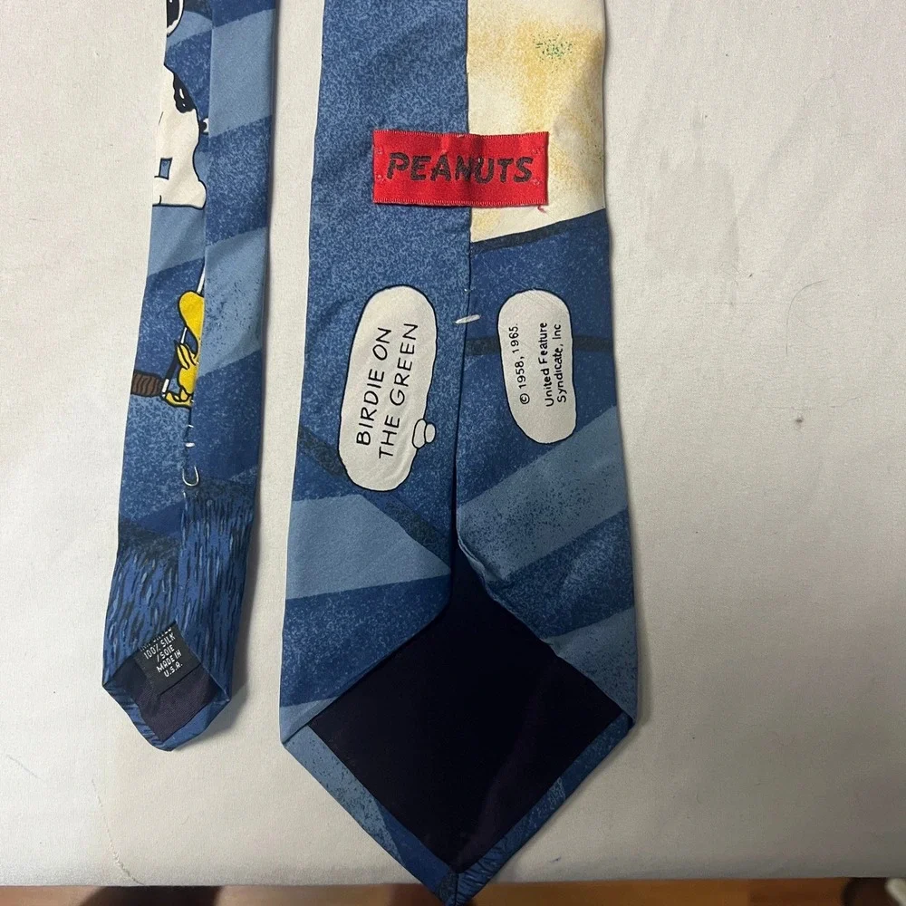 Vintage Peanuts Snoopy Golf Tie Birdie on the Green Novelty‎ Cartoon Necktie